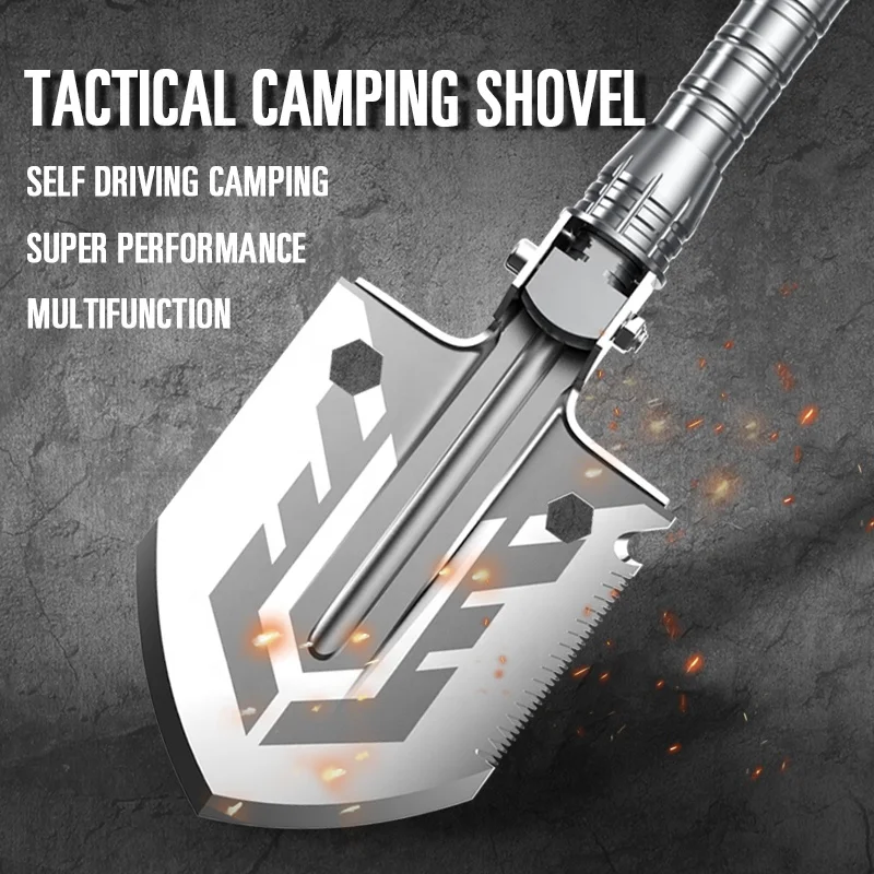 
AJOTEQPT Multifunctional Outdoor Folding Military Survival Camping Tool Shovel 