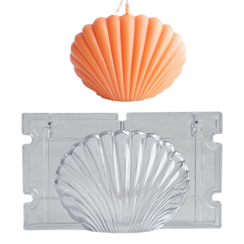 

3D Seashell Scented Handmade Candle Making Scallop Shell Aromatherapy Plaster Molds Plastic Soap Fondant Craft Mold Candle Mould, White