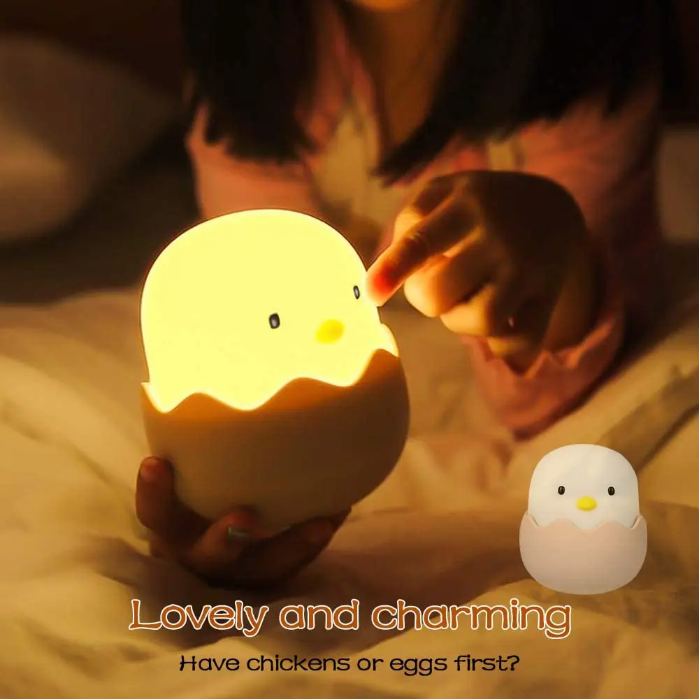 Touch Sensor Eggshell Chicken Night Light For Kids Eggy Sleeping Cute