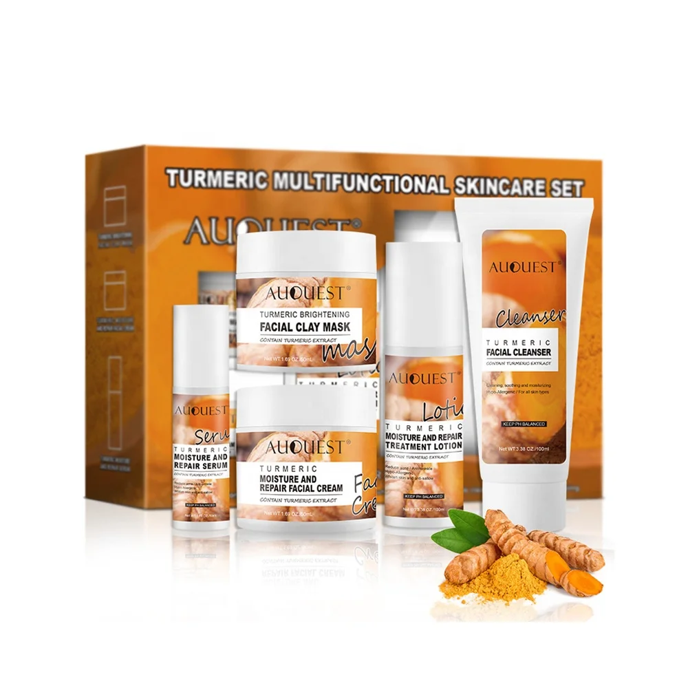 

New arrival the self skin care 5 piece natural organic turmeric skincare set whitening for face