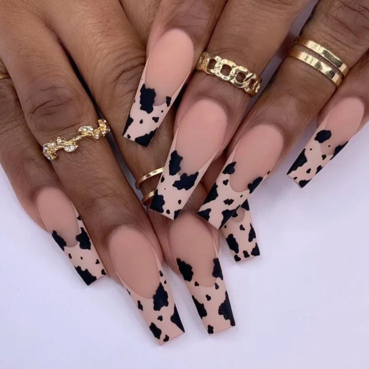 

leopard print nails supplies salon false long false nail artificial press on nail