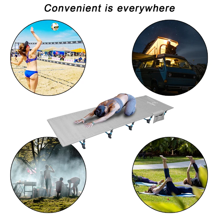 Homful Reinforced Footpads Camping Equipment Cot Bedding Folding Bed