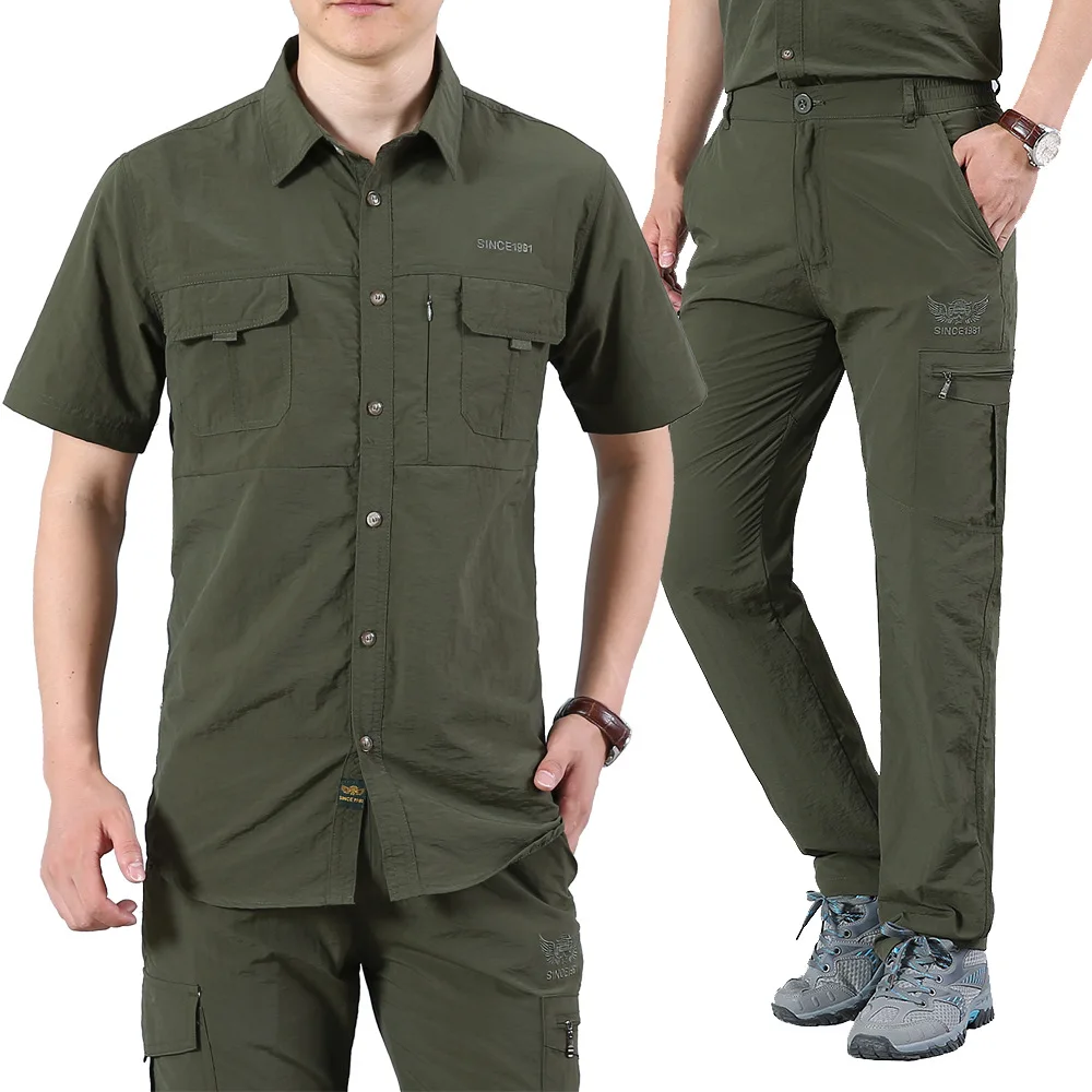 

Men's Lightweight Highwaist Pants Breathable Summer Casual mountaineering Long Trousers Male Waterproof Quick Dry Cargo Pants