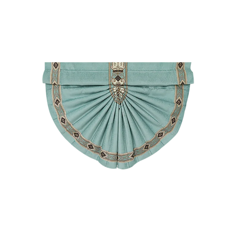 

Curtain style blue chenille fan-shaped Roman curtain