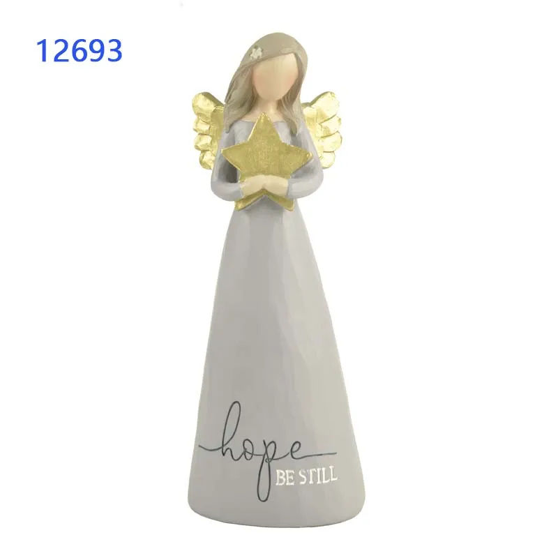 Garden Statues of Angels "HOPE BE STILL" ANGEL WITH STAR Kissing Angels Statue For Home Decore
