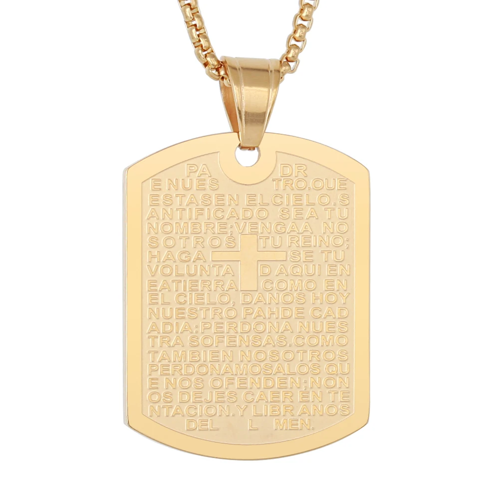 

Wholesale Custom Unique Design Bible Jewelry Stainless Steel Gold Plated Religious Scripture Cross Pendant