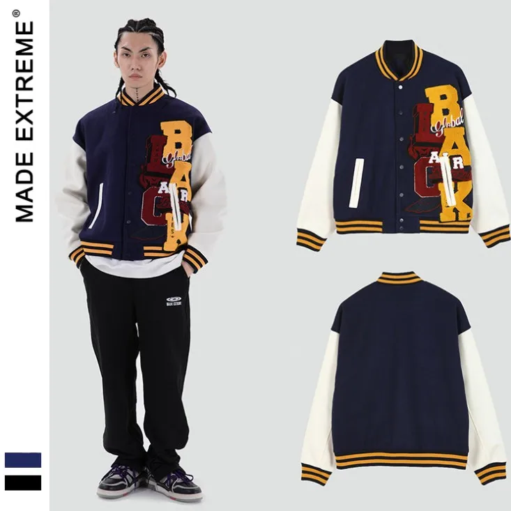 

high quality vintage men's spring college jackets american letterman baseball team bomber jacket, Multi colors