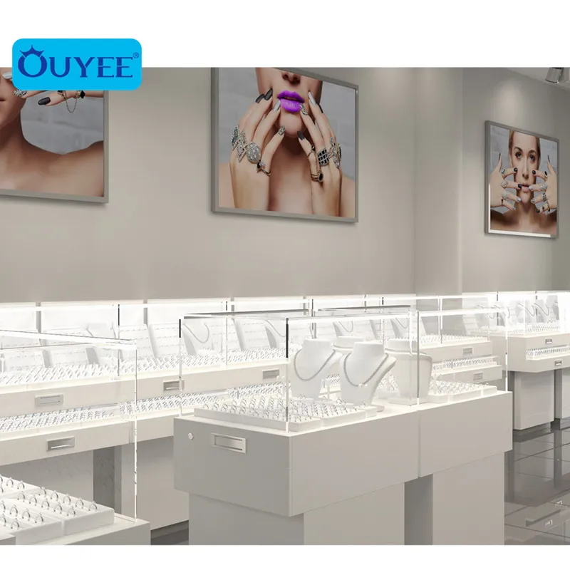 
Luxurious Jewelry Store Interior Decoration Design Store Fixtures Jewellery Display Cabinet Display Showcase 