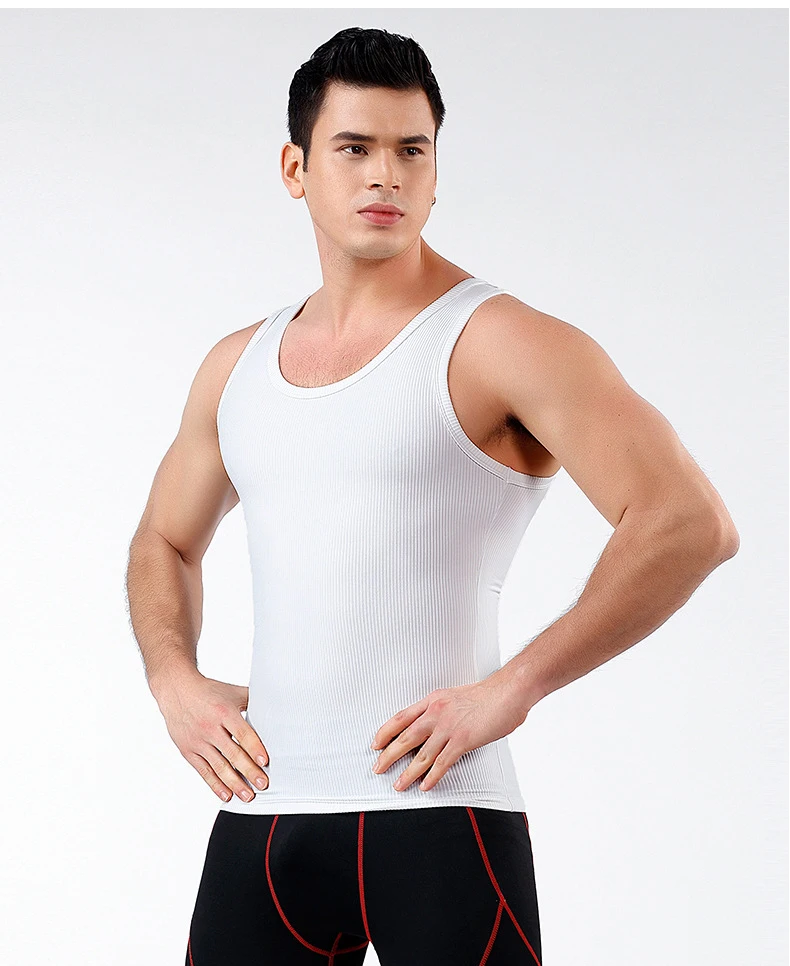 

Men's Breathable Waistband Tunic Tight Body Shaping Short Sleeve T Shirt Vest