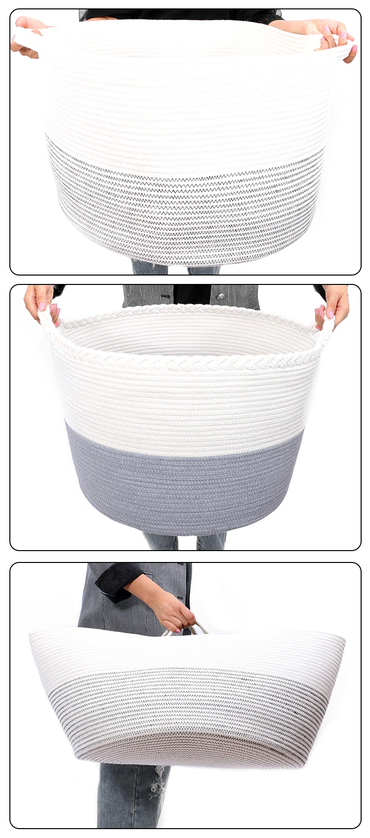 Handmade Seagrass And Cotton Rope Connection Belly Basket Natural