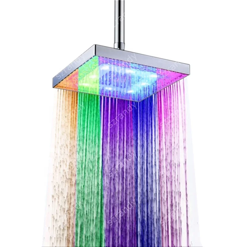 

8Inch Bathroom Red Square LED Shower Head Fixed Wall Mount Shower Head(ABS material)