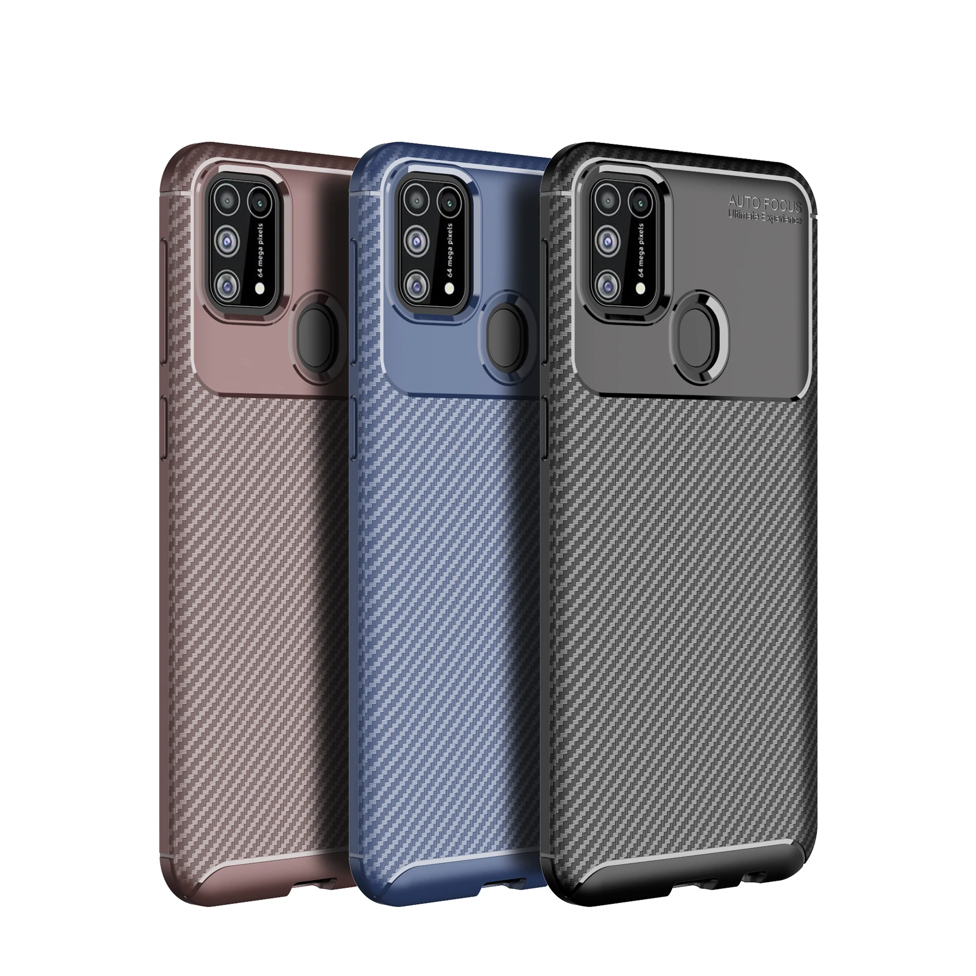 

2020 Amazon Hot Sell Phone Case for Samsung Galaxy M31 New Carbon Fiber TPU Covers, Black,blue,brown