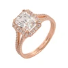 14K Solid gold wedding engagement emerald cut halo diamond CZ ring
