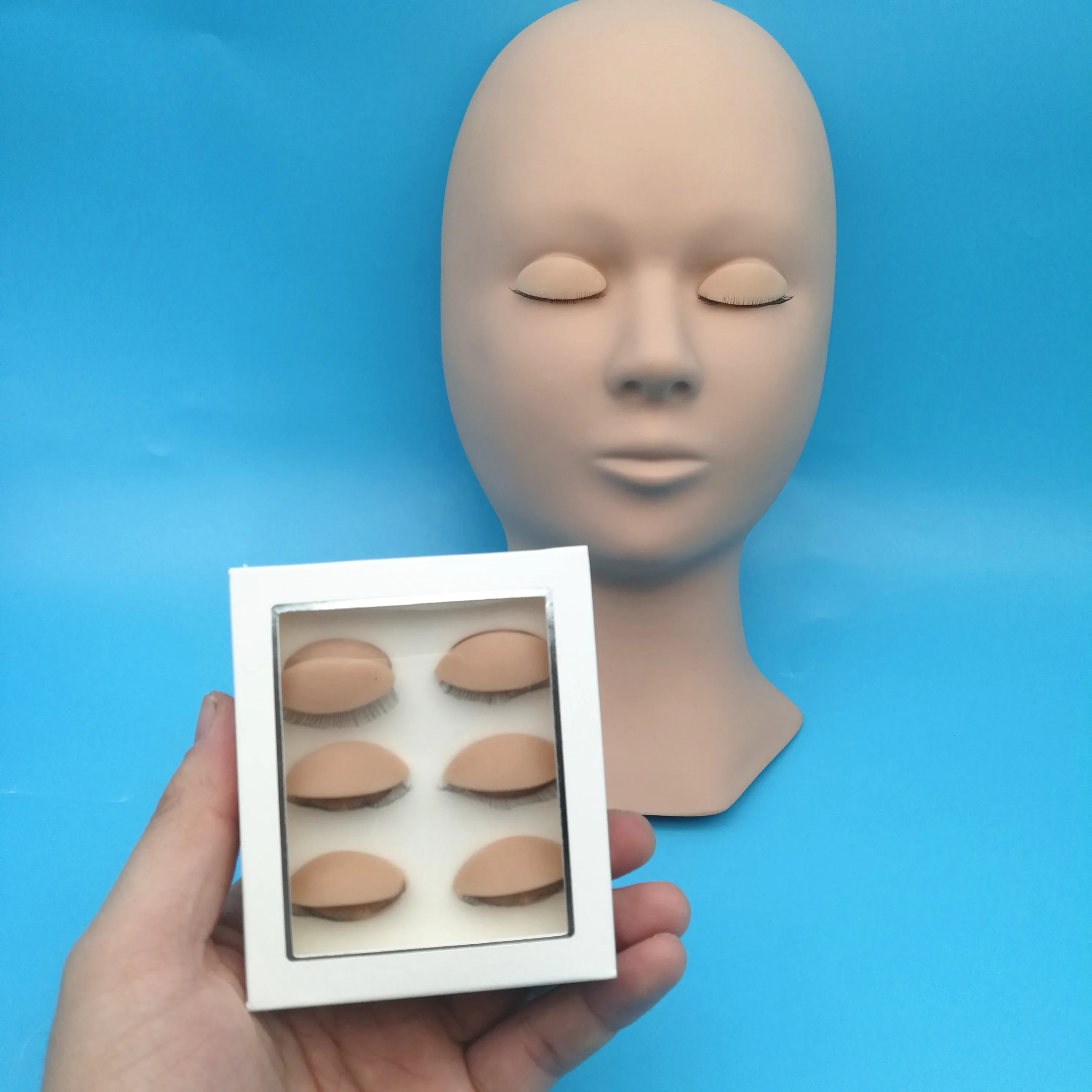 

Silicone Practice False Eyelash Extensions Makeup Model Massage Training Mannequin Heads with eyelids