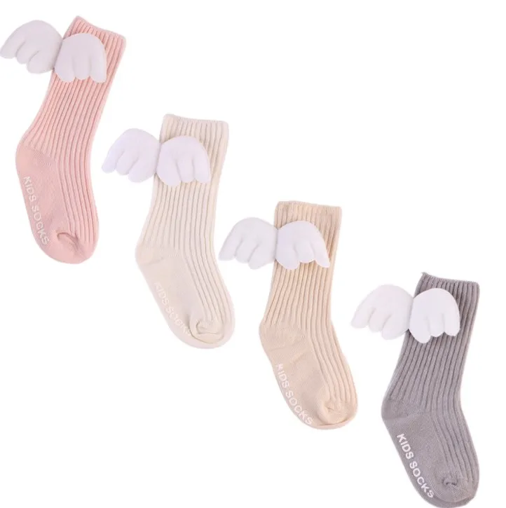 

0-4Y Baby Cute Knee High Socks 3D Angel Wings Kids Toddler Candy Color Soft Leg Warmers Infant Baby Socks, More than 30 colors/black /white/vintage pink