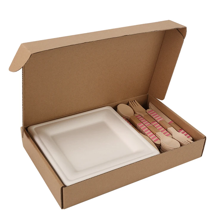 

100-300pcs set disposable bamboo fork spoon knife wooden tableware/cutlery/flatware set with case/mailer box, Natural color