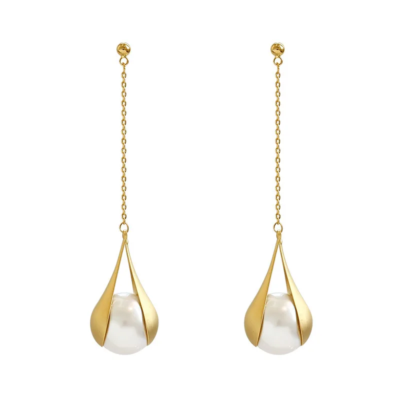 

2022 Wholesale Hot Sale Vintage Earrings Classic Gold Plated Earring Elegant Drop Pearl Earrings for Women Girls, Gold+white pearl