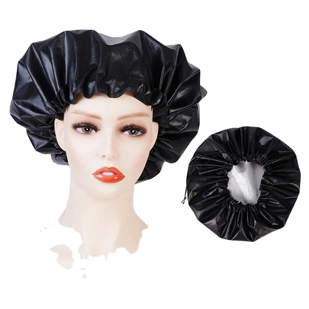 

XL Adjustable Shower Caps for women Braids Hair Black Satin Lined Sleep Bonnet, Black eva + golden, pink...