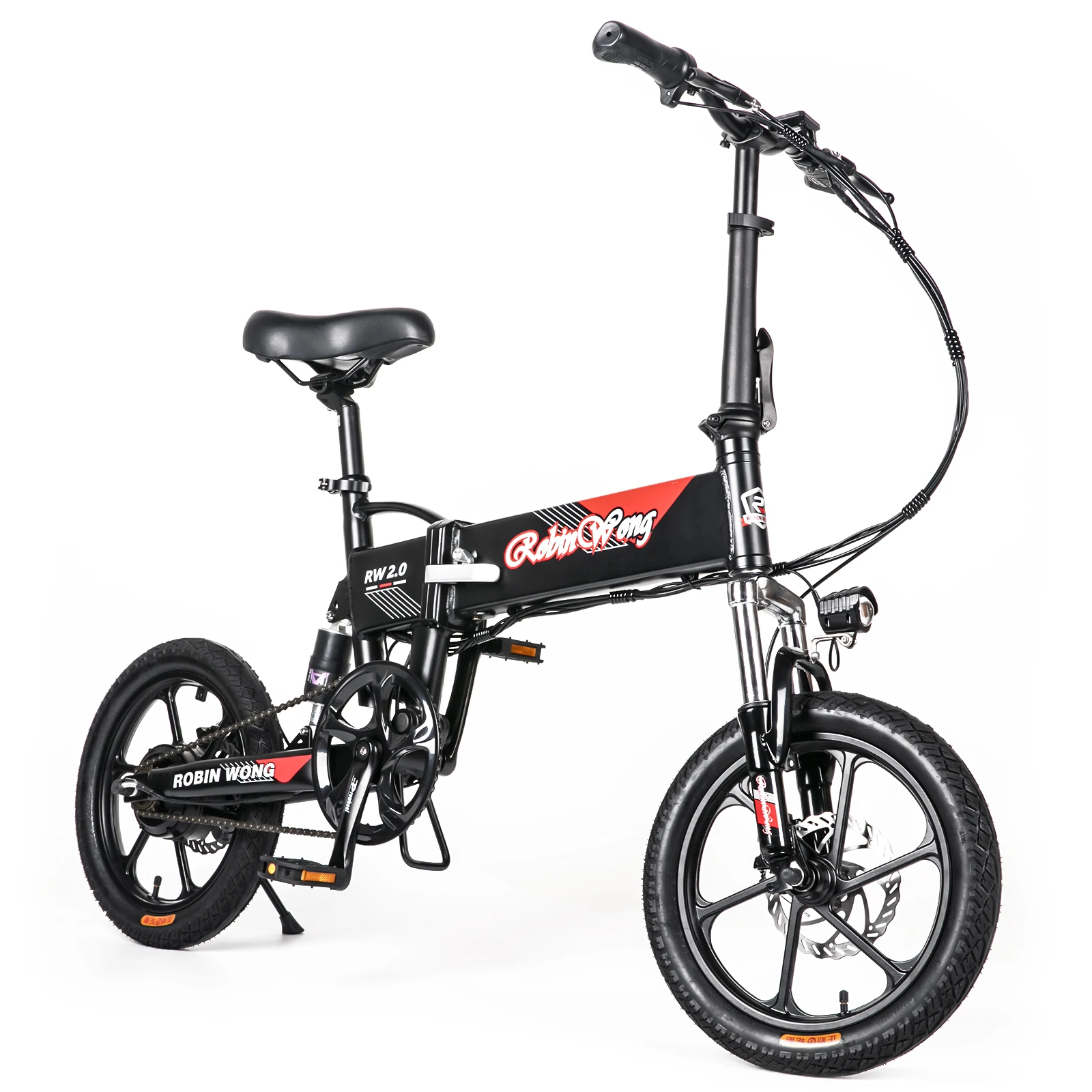 

Folding Ebike 250W 16" Tires High quality Aluminum alloy frame hiddern LI-battery full suspension ebike, Black