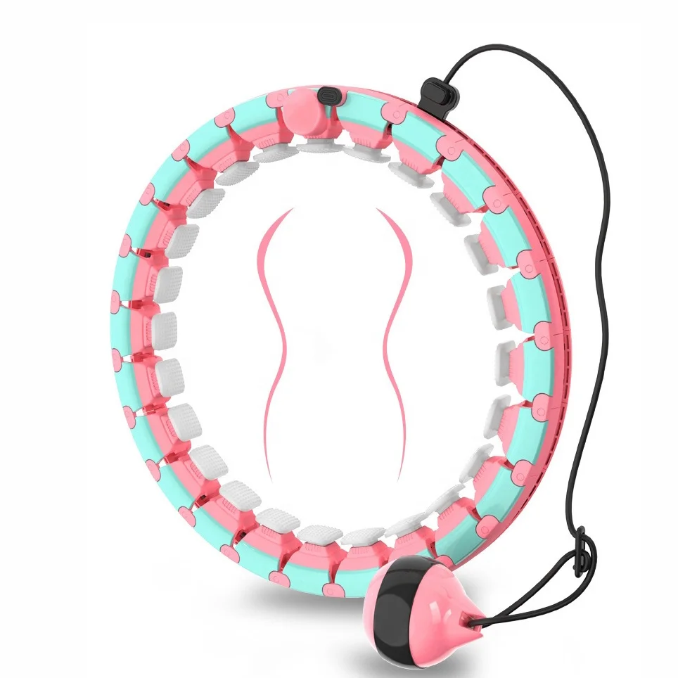 

16 Sections New Detachable Hula Ring Smart Weighted Massage Sport Hoop, Pink/blue/white/purple/green