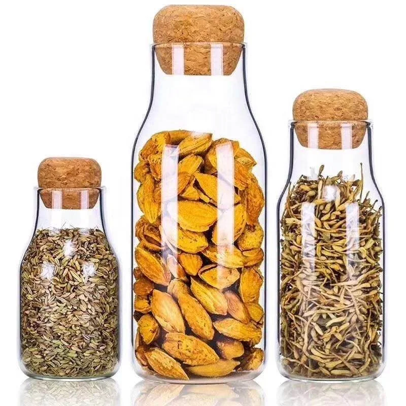 

Clear Storage Tank Glass Jars Household Dried Fruit Miscellaneous Grains Tea Flower Tea Bottle Cork Coffee Bean Spice Sealed Can