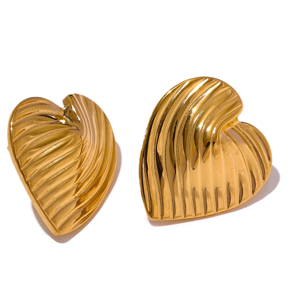 

JINYOU 2815 Trendy Stainless Steel Heart Love Stud Earrings Simple Metal Prevent Allergy Romantic Versatile Daily Jewelry Bijoux
