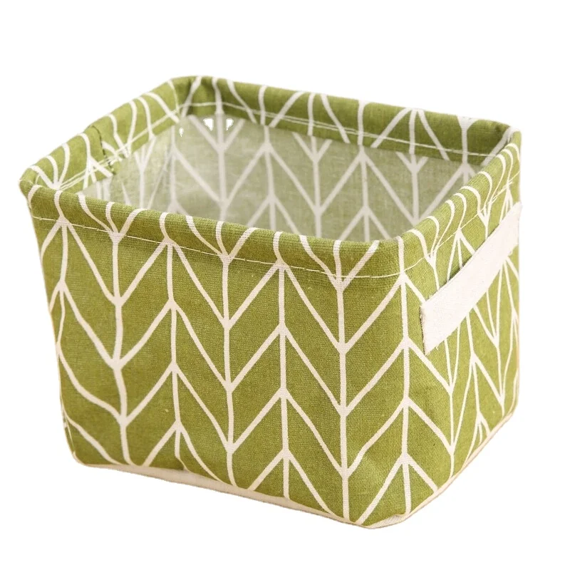 

1MI Canvas Cloth Waterproof Storage Basket High Quality Small Size Desktop Sundries Fabric Storage Box, Green