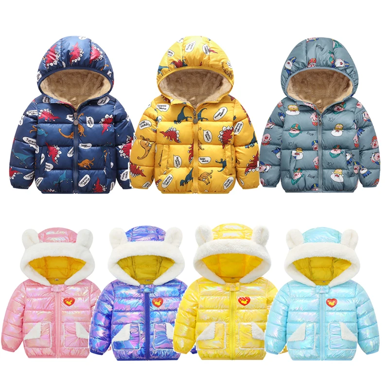 

New Kids Winter Clothes Jackets Boys Girls Infant Hooded Coat Warm Padded Outwear Jackets Cute Cartoon Outfit Outerwear Clothes, As picture