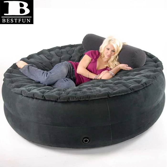 High Strength Flocking Pvc Inflatable Round Air Bed Folding Smart Air Sofa Portable Indoor Or Outdoor Flocked Inflatable Chair Buy Air Sofa Bed Inflatable Round Air Bed Smart Air Bed Product On Alibaba Com