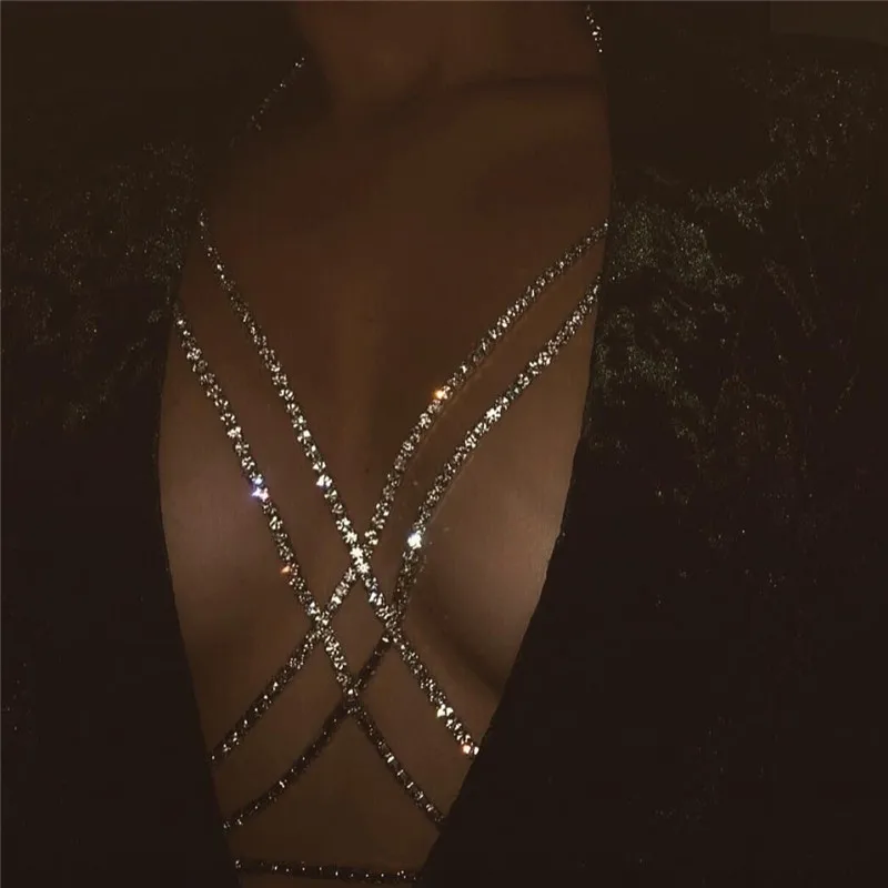 

SHIHAN Factory China Accessories Beach and Party Sexy Bra Fashionable Shining Jewelry Girls Sexy Bra Body Chain