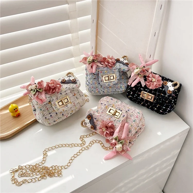 

Newest Design Fashionable Kids Bags Cute Luxury Princess Mini Shoulder Bags With Chains, White, pink, blue, black