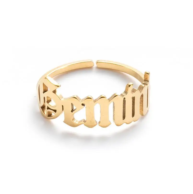 

Stainless Steel 12 Zodiac Sign Astrology Horoscope Ring Zodiac Sign Adjustable Rings