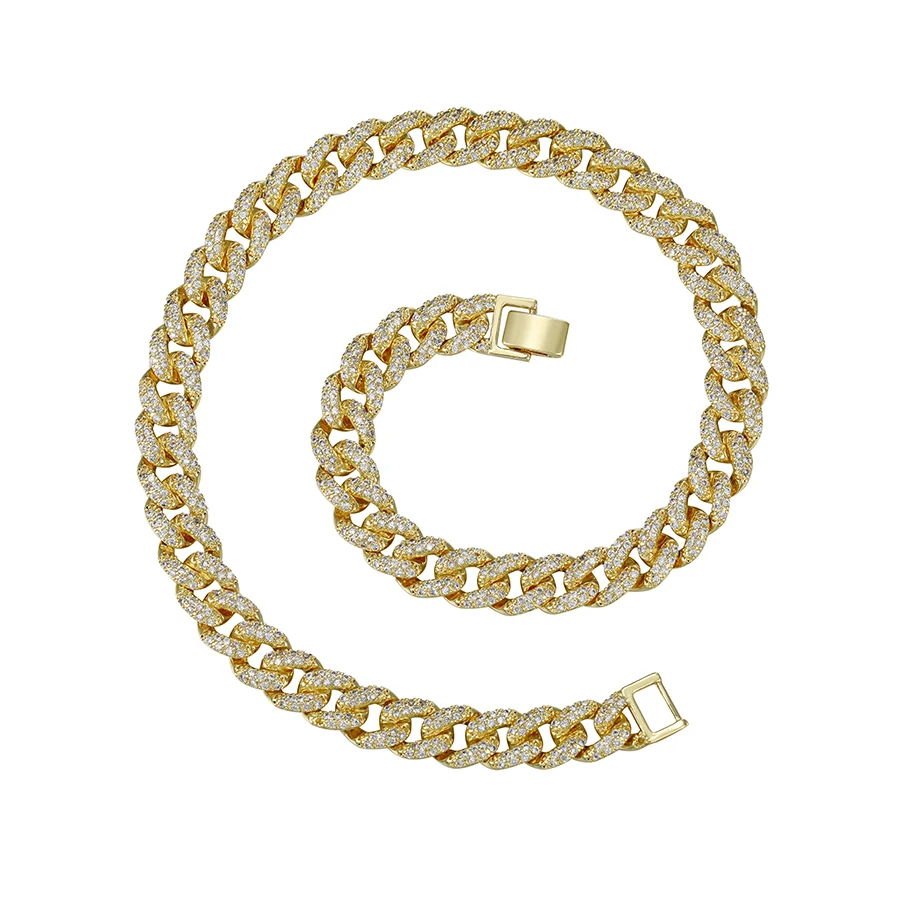 

necklace 01334 Xuping fashion gold plated statement iced out cuban link necklaces large men necklace chain