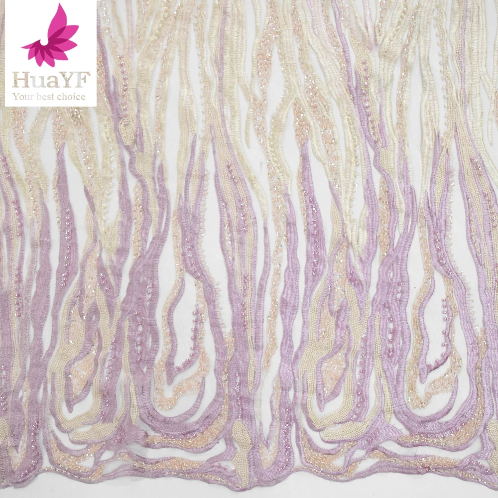 

new arrival lace fabric embroiderywith beads tulle lace fabric african lace bridal fabric HY1163-2