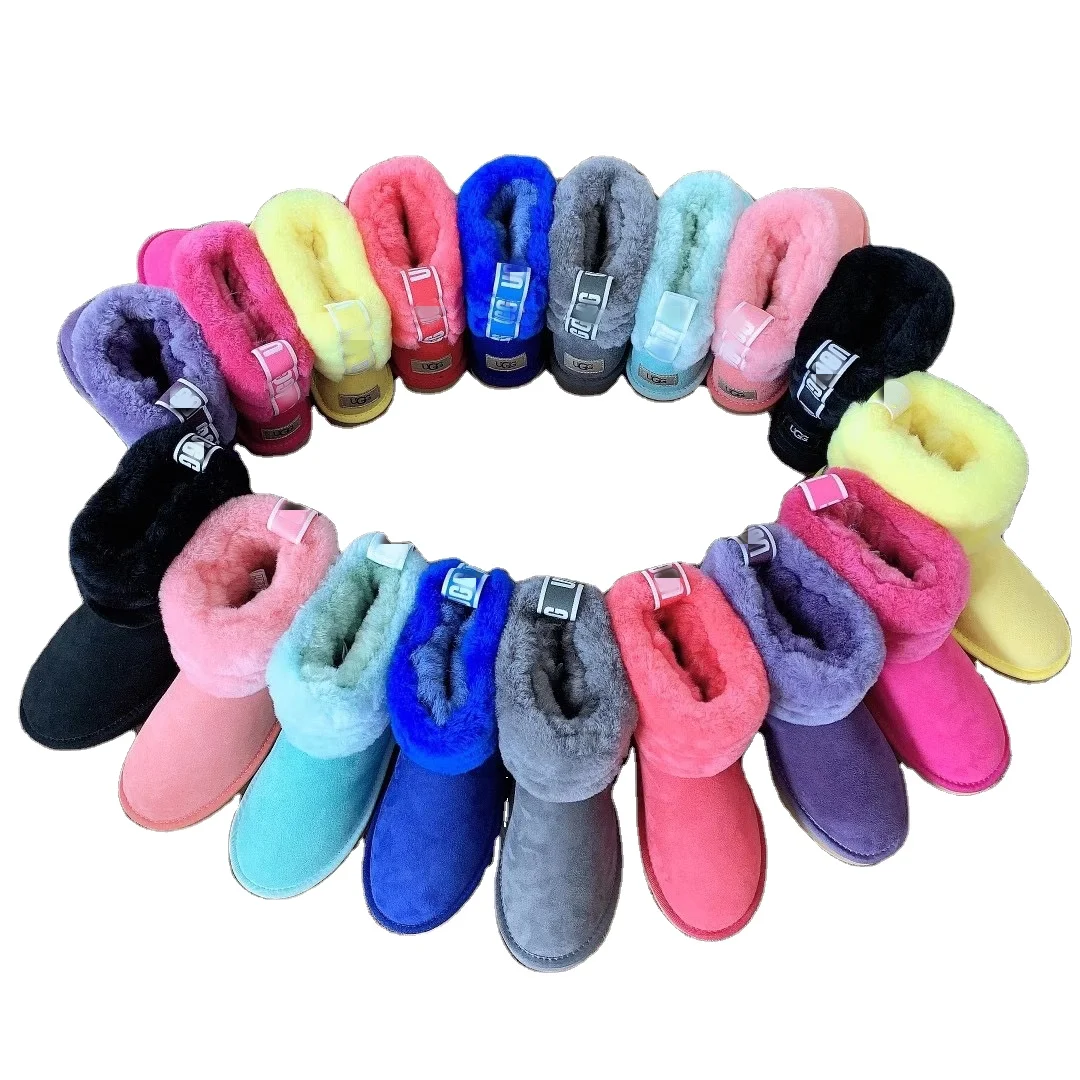 

Classic Mini Boot Ankle for ladies Snow Fluff Collar Women Real Fur Shoes Waterproof Lady's Girls Women's Winter Snow Boots, 12