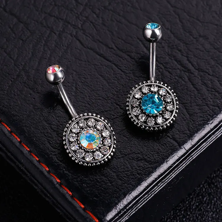 

New Design sexy navel piercing Belly Button Rings zircon navel Piercing body jewelry for sale, Silver single pieces