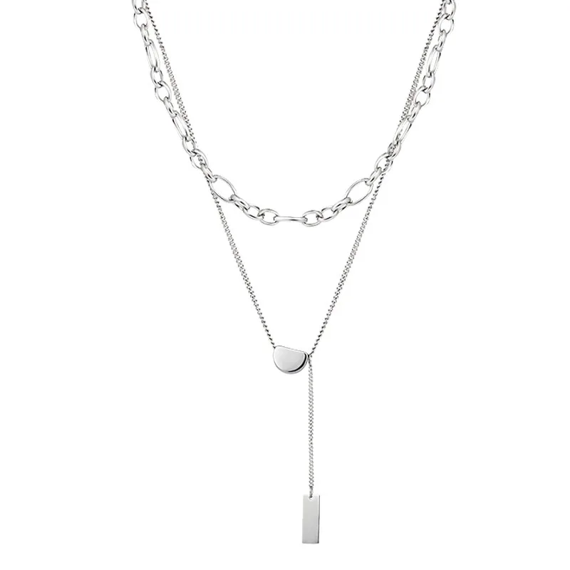 

Simple Temperament Double-Layer Necklace Cold Wind Titanium Steel Necklace Women stainless steel necklaces for women
