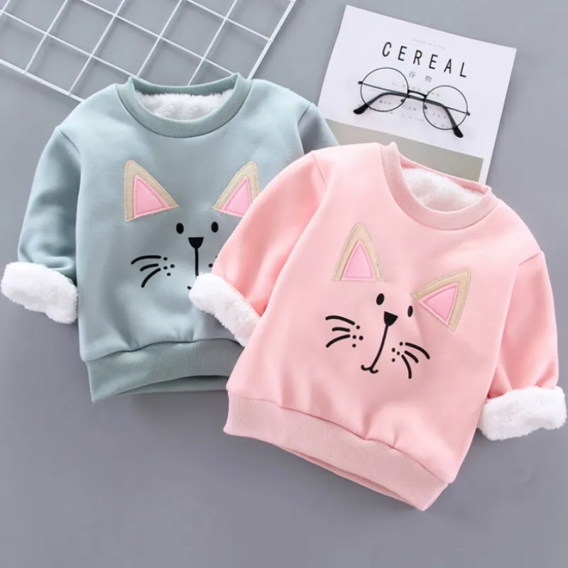 

Boy Girls Clothes 1-4Years Winter Baby Girls Padded Pullovers Clothing Toddler Boy Sweatshirts Kids Cartoon Bear Hoodies T-shirt