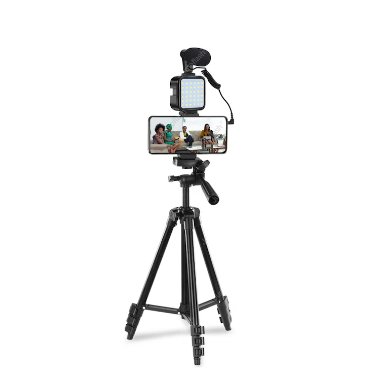 

Best Selling Smartphone Vlogging Equipment Shotgun Recording Microphone LED Video Light Vlogging Kit with Tripod Stand
