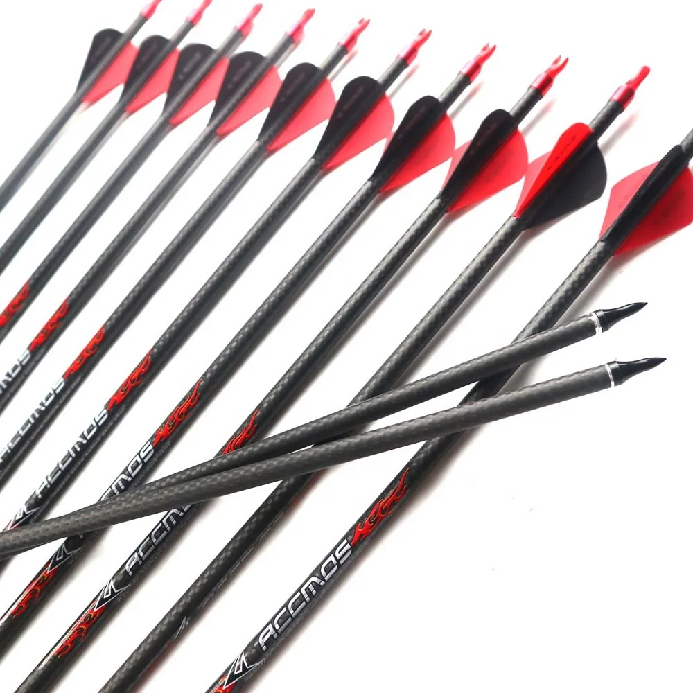 

ACCMOSWholesale price ID6.2mm 3K Weave Pure Carbon Arrow 31inch steel point plastic vanes Archery Compound Bow and arrow Hunting