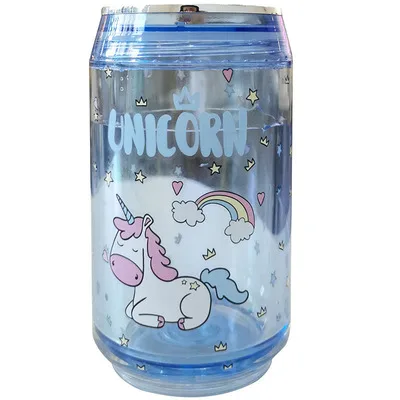 

Cute pink cartoon girl transparent plastic can portable accompanying cup, Black,coffee