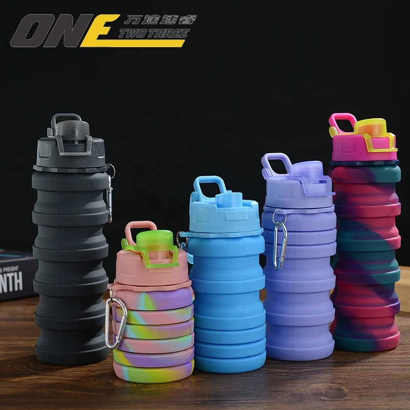 

Creative silica gel folding water cup outdoor sports portable kettle Riding sports large-capacity portable kettle gifts, Customized color