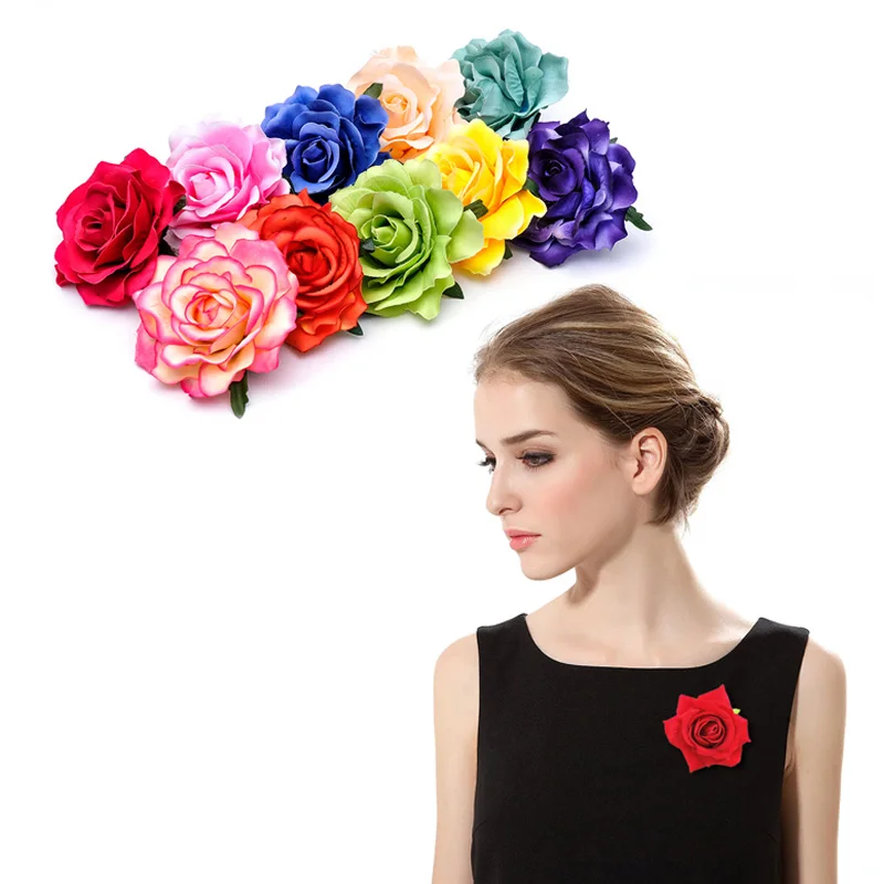 10cm Flower Clip Pin Rose Hair Clip Flower Hairpin Rose Brooch Floral