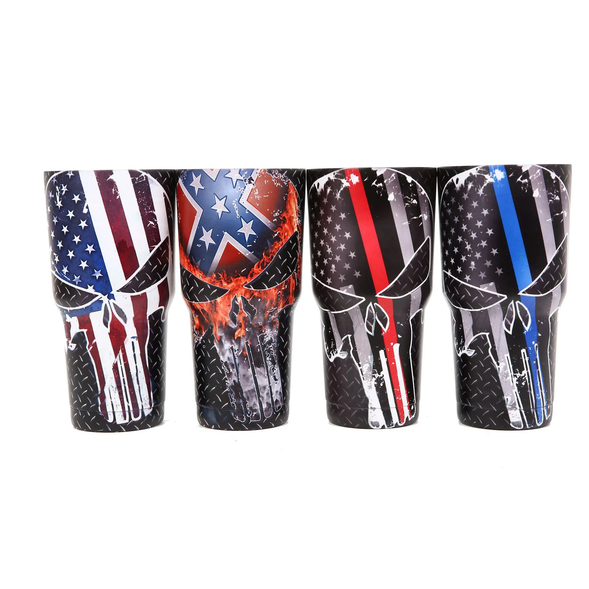 

H464 30oz Big Capacity Outdoor Portable Car Sport Insulated Tumbler Cup Pattern Printed Straight Stainless Steel Water Bottles, Multi colour