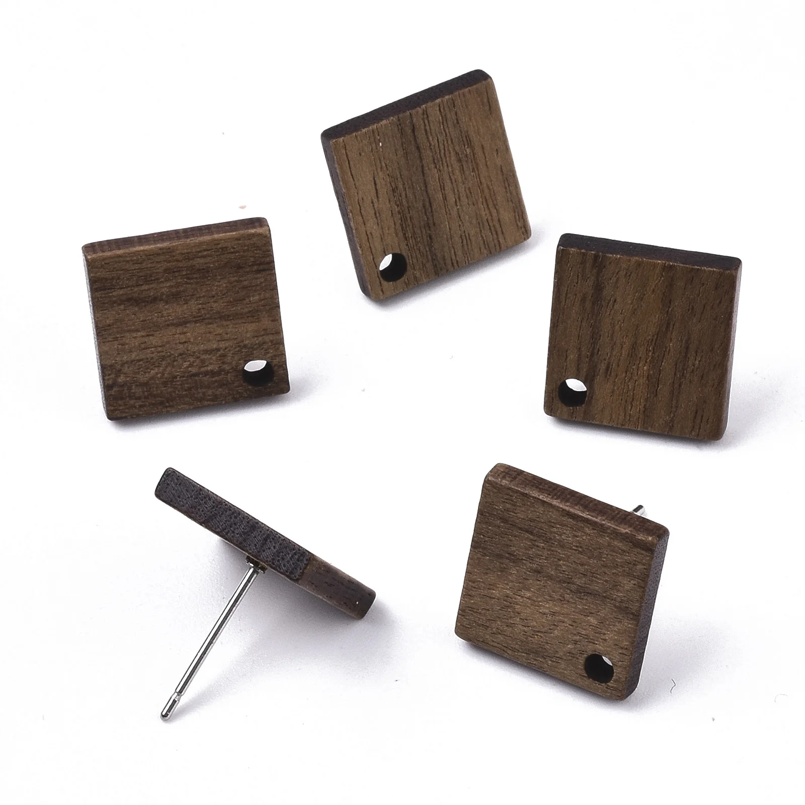 

PandaHall Rhombus Coconut Brown Walnut Wood Stud Earring Findings