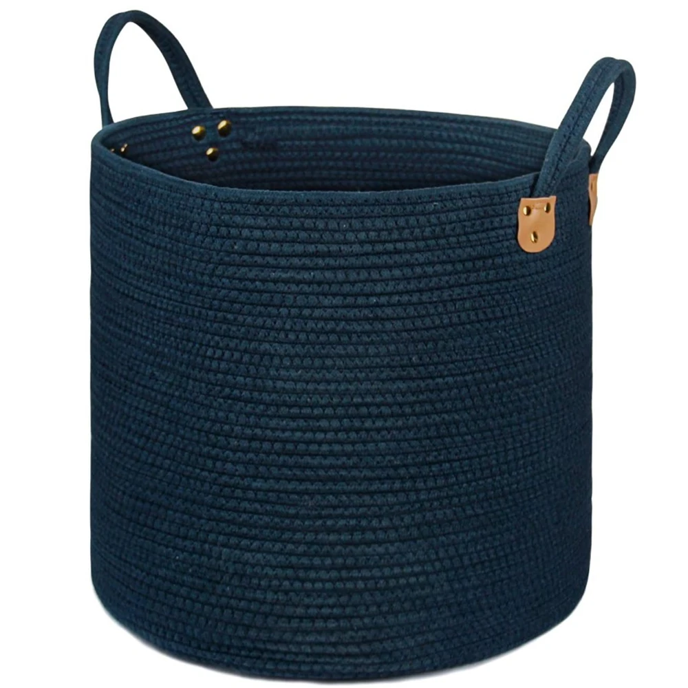 

Laundry Hamper Woven Cotton Rope Large Clothes Hamper Tall Laundry Basket, Gray