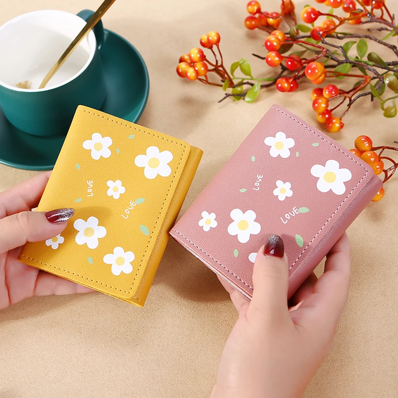 

woman wallet leather PU women wallet floral printing green wallet