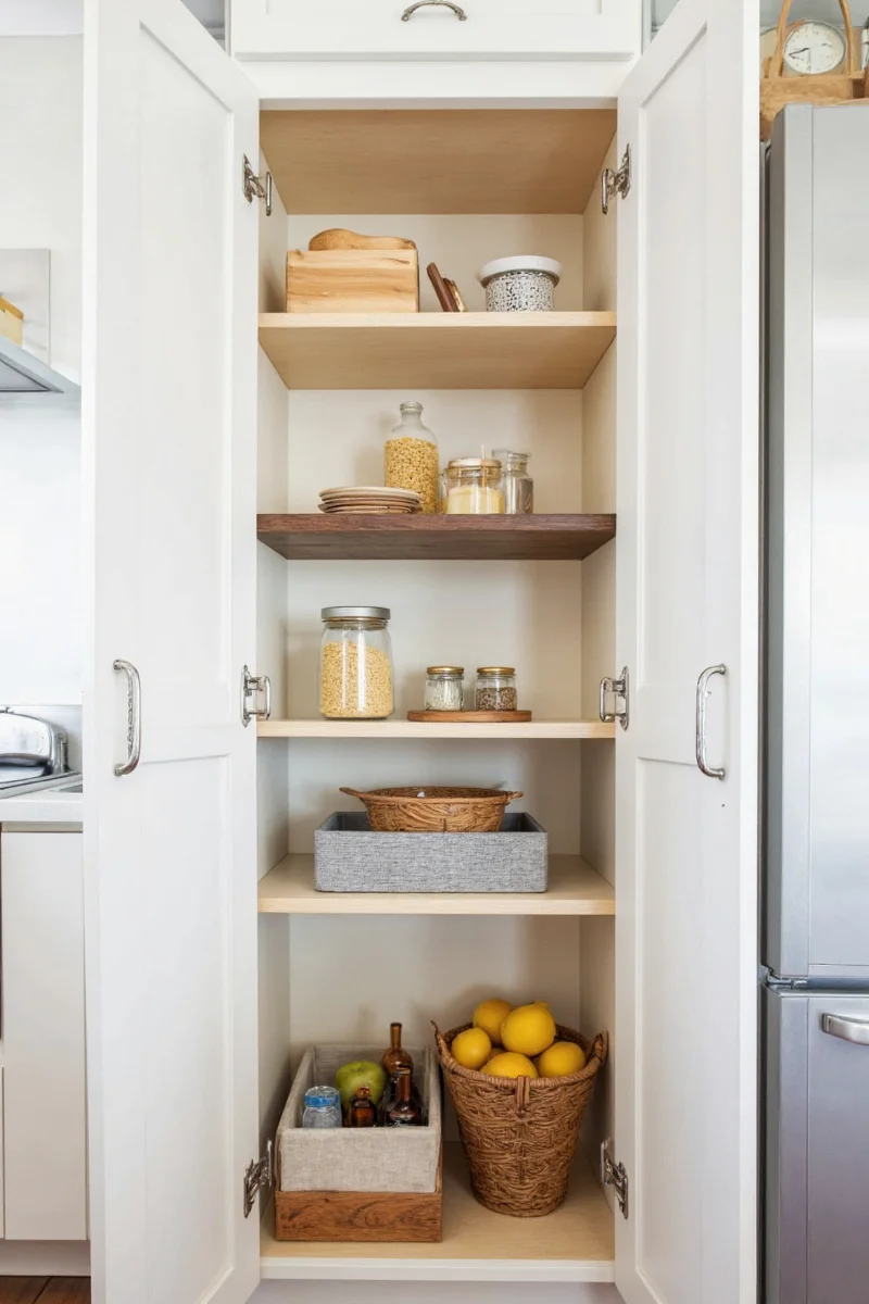 Family-friendly kitchen unit shelving summary