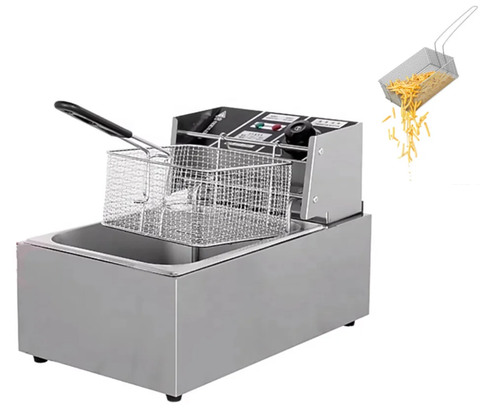 

Commercial 6L Tank Stainless Steel Single Electric Deep Fryer Chicken Frying Machine for Fast Food Shop