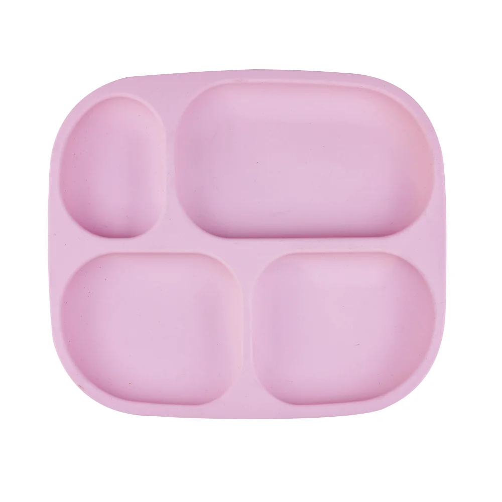 Image of Eco-friendly Material Baby Silicone Feeding Dinner Plate Non-slip Suction Cup Grid Bowl Tableware Silicone Baby Plate